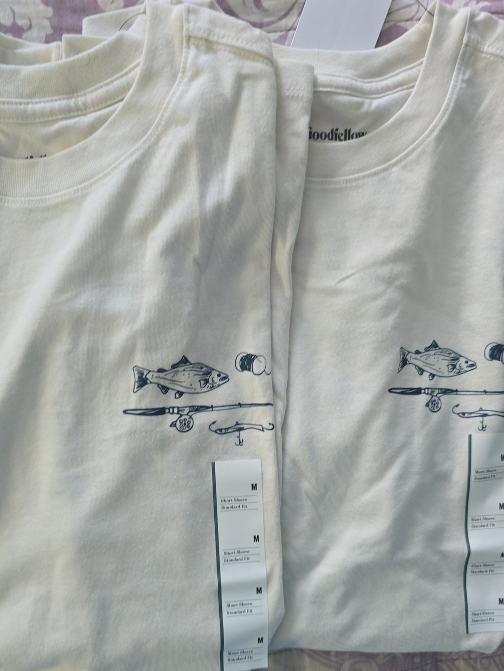 2 Goodfellow Graphic Fishing Short Sleeve Ivory T-Shirt Size M NWT